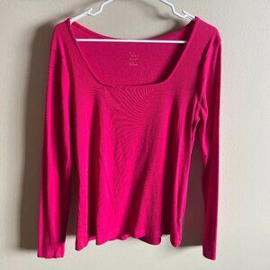 Pink Ribbed Long Sleeve